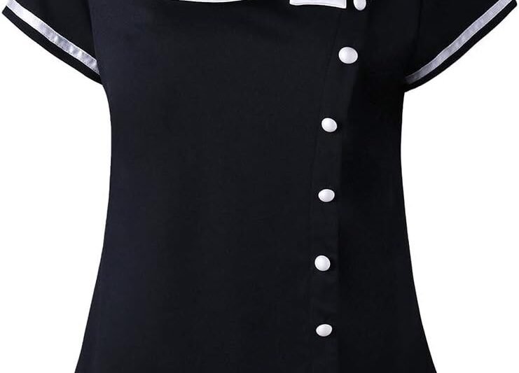 HOOUDO T-Shirt Tops Collar Plus Sleeve Two Women’s Shorts Pan Size Tone Fashion Plus Size Tops Sexy Women’s Large Sizes T Shirt Elegant Women’s Summer Shirt