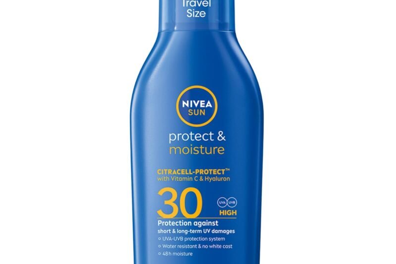 Nivea SUN Protection & Care Sun Lotion SPF 30 Travel Size (100 ml), Small Sun Cream for 48 Hours Moisture, Instant Sun Protection with Highly Effective UVA/UVB Filter System