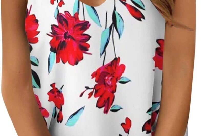 HOOUDO Sexy Slim Fit V-Neck Print Camisole Casual Sleeveless Camisole Top Snow Skirt Women