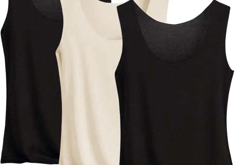 HOOUDO Women’s 3-Piece Ice Undershirt for Wearing a Base Shirt Blouse Crop Women’s Tops Sexy Scoop Neck Tank Top Sleeveless Summer Tops Basic Camisole