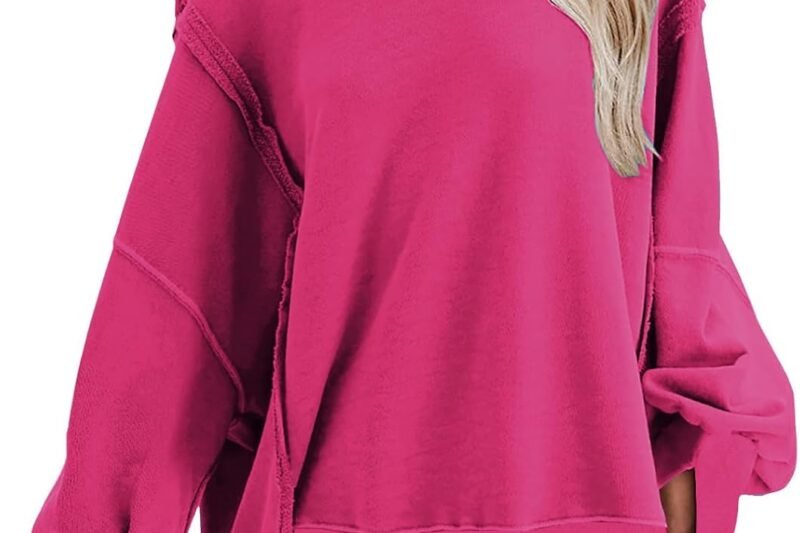 CSKJ Women’s Sweatshirt Long Sleeve Crew Neck Tops Women Teenager Girls Vintage Pullover Tops Top