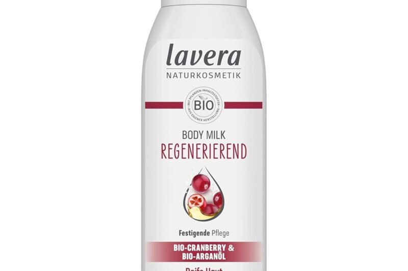 lavera Body Milk Regenerating – Natural Cosmetics – Vegan – Organic Cranberry & Organic Argan Oil – Firming Care for Mature Skin – PETA Certified – Biodegradable – Body Milk – 200 ml