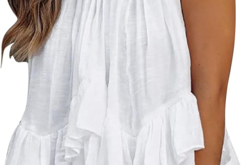 HOOUDO Long Tops Women’s Long Satin Shirt Tank Tops Women Sleeveless Shirt Summer Blouse Light and Airy Green T V Neck Outfit for Prom Mother Hawaii One Shoulder Top Tunic Blouses