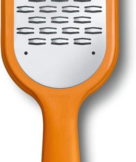 Victorinox Kitchen Utensils, Professional Kitchen Grater, Fine Cut, Extra Sharp, Robust Plastic Handle, Orange