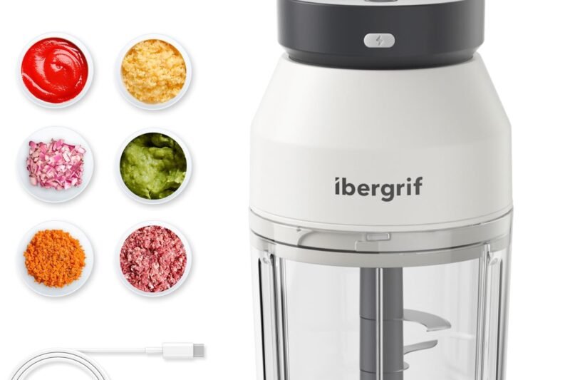 Ibergrif M503 Electric Multi Chopper 400 ml, USB Charging, Portability Onion Cutter, Electric, Universal Chopper for Meat, Nuts, Fruit, Vegetables