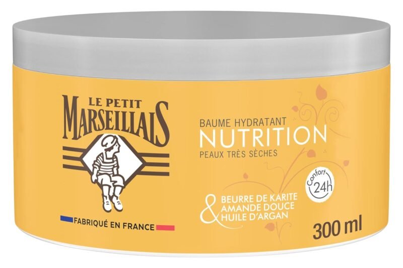 Le Petit Marseillais Moisturising Balm Nutrition (300 ml Depth) – Body Balm for Very Dry Skin Comfort 24h – Body Care with Shea Butter, Sweet Almond & Argan Oil
