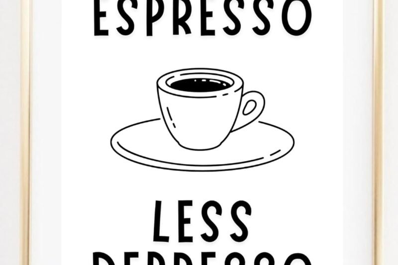 DIN A4 Art Print without Frame – Funny Saying – More Espresso – Drink Food Kitchen Dining Room Coffee – Print Poster Picture