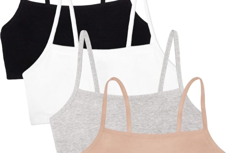 Fruit of the Loom Women’s Cotton Spaghetti Strap Sports Bra All Day Comfort and Freedom of Movement Value Pack