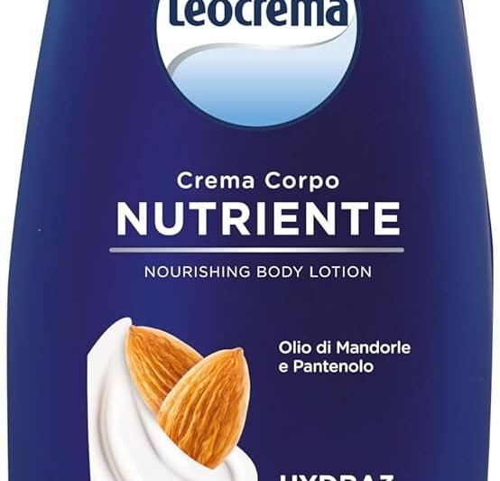 Leocrema Nourishing Body Cream for Dry and Dehydrated Skin with Almond Oil and Panthenol, Moisturising Body Cream for 72 Hours, 400 ml