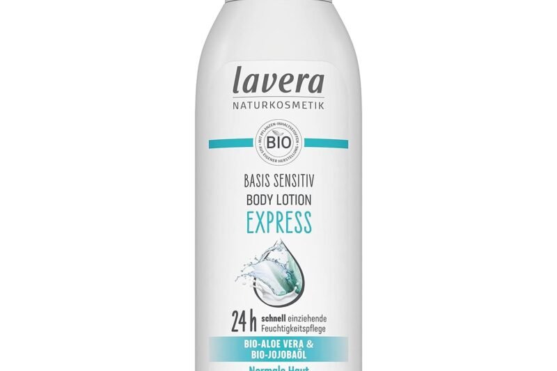lavera Basis Sensitiv Body Lotion Express – Natural Cosmetics – Vegan – Organic Aloe Vera & Organic Jojoba Oil – 250 ml