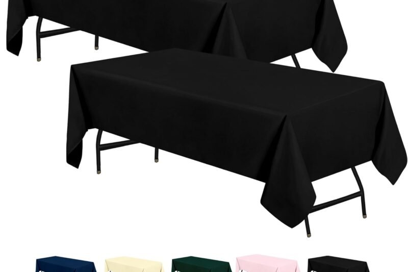 Utopia Kitchen Polyester Tablecloth 177 x 304 cm (Pack of 1, Black) Machine Washable Tablecloth Ideal for Parties, Events, Weddings and Restaurants