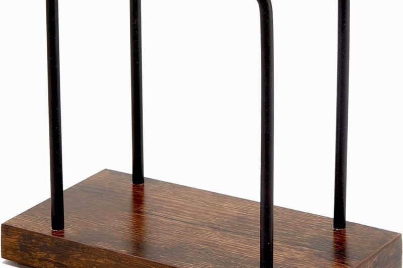 Wooden Napkin Holder with Metal Wire Standing Napkin Holder for Table Kitchen Dining Room