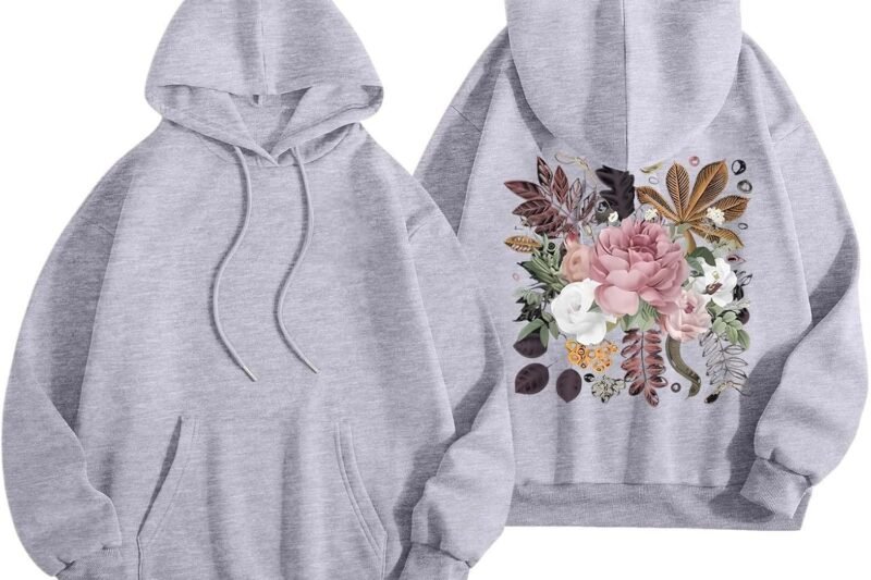 HOOUDO Oversized Hoodie for Women/Winter, Funny Halloween Graphic Long Sleeve Pullover with Shirt, Oversized Women’s Christmas Clothing, Women’s Dusky Pink Top Women