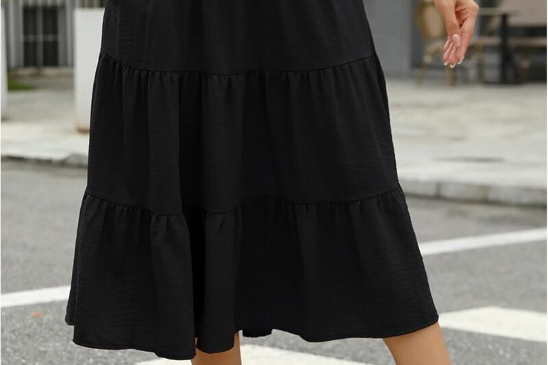 Women Floral Flowy Ruffle Casual Summer Boho Aline Midi Skirt