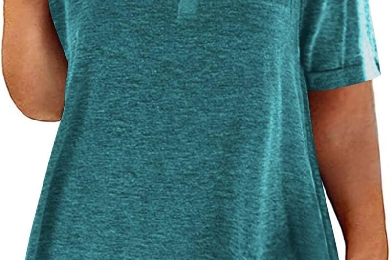 HOOUDO Plus Size Tops for Women Cut V Neck Short Sleeve Shirt Solid Color Oversized T Shirts Casual Loose Comfortable Blouses Blouse Off Shoulder Women
