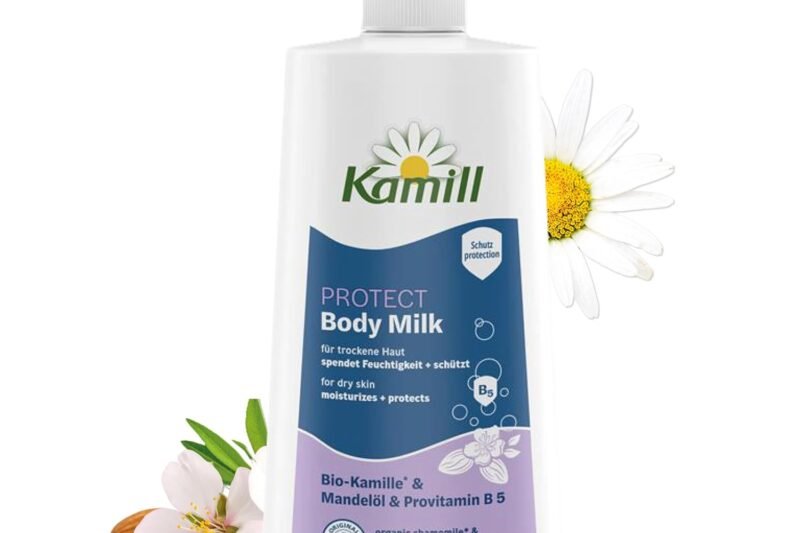 Kamill Body Milk Protect 500 ml – Natural Body Cream with Organic Chamomile, Almond Oil & Provitamin B5 – Skin Care without Microplastics for Dry Skin