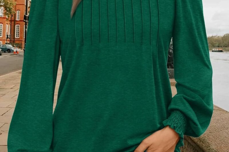 Women Long Sleeve Shirts 2025 Elegant Autumn Fashion Casual Pleated Business Outfits Trendy Blouses Smocked Cuffs