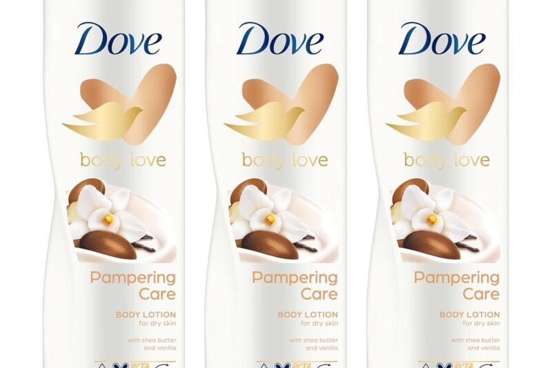 Dove Body Love Pampering Care Body Lotion for Dry Skin Moisturising Cream with Shea Butter & Vanilla 3 x 400 ml