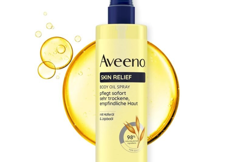 Aveeno Skin Relief Body Oil Spray – With Oat Oil and Jojoba Oil, Provides Long-Lasting Moisture, Strengthens the Skin Protection Barrier and Improves Elasticity for Very Dry, Sensitive Skin