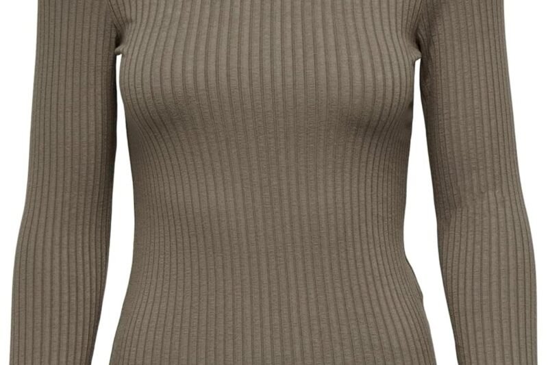 JdY JDYFRANSISKA Women’s Thin Long Sleeve Shirt Basic Crew Neck Stand-Up Collar Long Sleeve Stretch Top