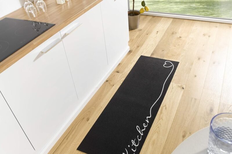 Zala Living Cook & Clean Rug – Non-Slip Rug Runner Flat Weave Short Pile Rug Kitchen Rug Washable Kitchen Rug Kitchen for Hallway, Kitchen, Living Room – Black, 50 x 150 cm