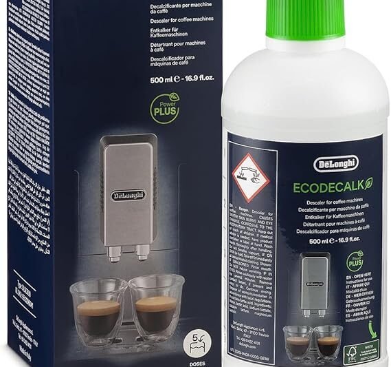 De’Longhi EcoDecalk Entkalker DLSC500, 5 Entkalkungs Dosen, Kaffee Maschinen Entkalker, Kaffee Maschinen Wartungs Zubehör, Pflanzliche Inhaltsstoffe, Flasche mit 5 Dosen, 500ml