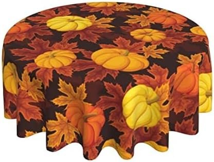 BETGINY Herbst-Kürbis-Tischdecke, 178 cm, rund, für Herbst, Erntedankfest, staubdicht, knitterfrei, rustikale Tischdecke für Urlaub, Küche, Esszimmer, Party, Picknick, drinnen und draußen