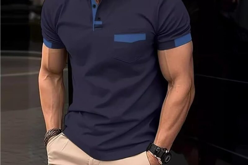 Mens Polo Shirts Short Sleeve Casual Slim Fit Golf Shirts with Pocket