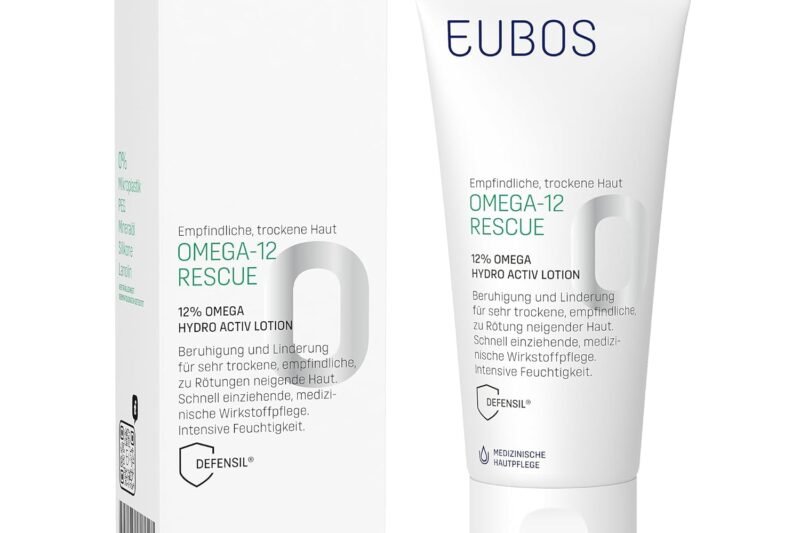 EUBOS Omega 12 Rescue 12% Omega Hydro Active Lotion Body Lotion for Sensitive and Dry Skin For Smoother, Supple Skin Compatibility Dermatologically Tested 200 ml