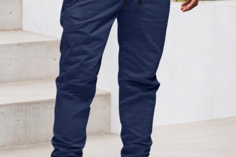 Mens Cargo Pants Elastic Waist Multi Pocket Casual Breathable Outdoor Hiking Work Pants