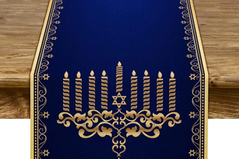 Hanukkah Menorah Table Runner Star of David Hanukah Jewish Festival Holiday Fireplace Kitchen Dining Home Decor
