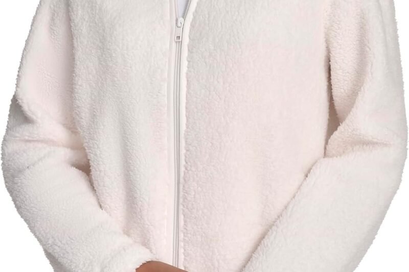 Tommy Hilfiger Women’s Zip Hoodie Sherpa Fuzzy Jacket Sweatshirt (Pack of 1)